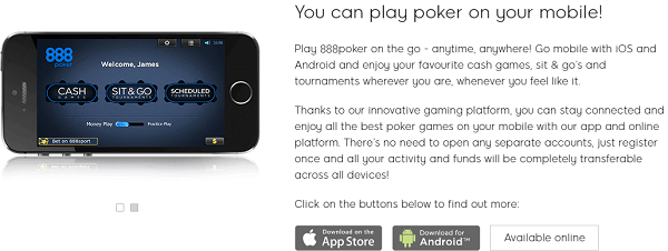 888 Pokerin the UK Mobile